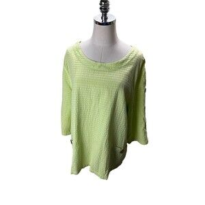 Focus Top Women's Size Large Green Casual Life 100% Cotton